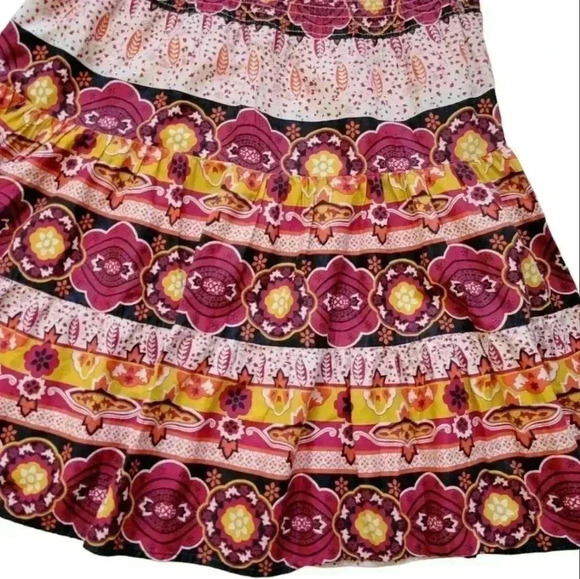Mimi maternity boho print midi Flowy Tiered skirt Size medium - Picture 2 of 8